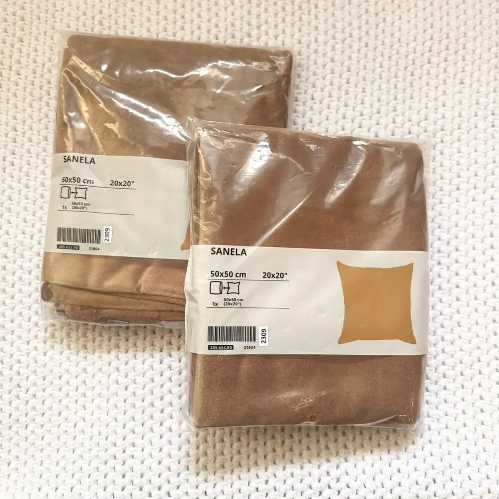 IKEA Sanela Tan Beige Velvet Throw Pillow Covers 20